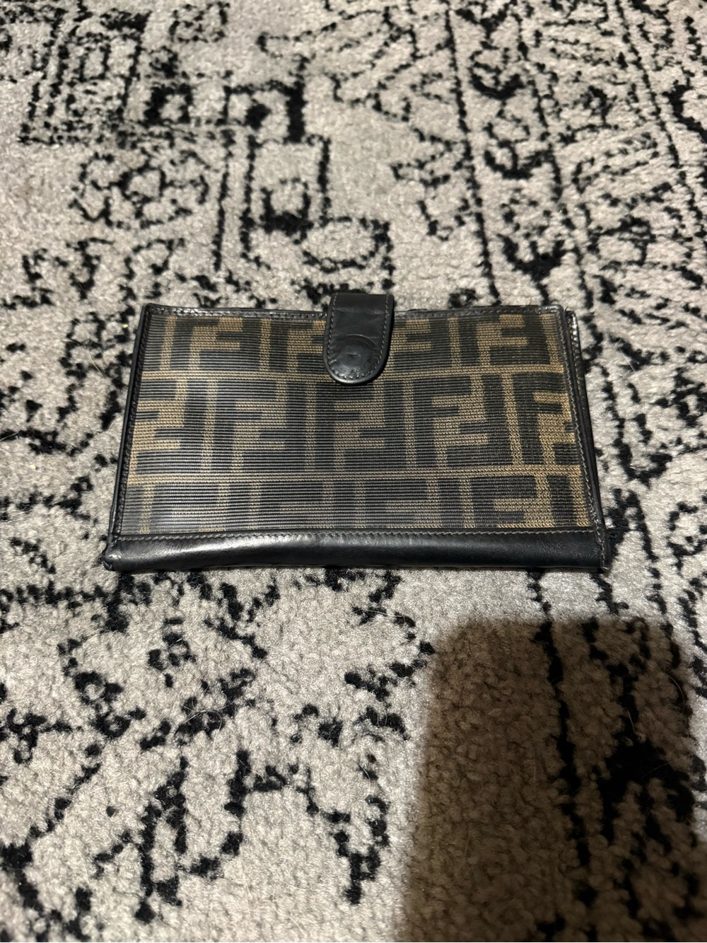 Vintage Fendi Zucca FF Monogram Continental Wallet Black / Brown